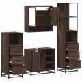 Ensemble de meubles de salle de bain 4 pcs chêne marron