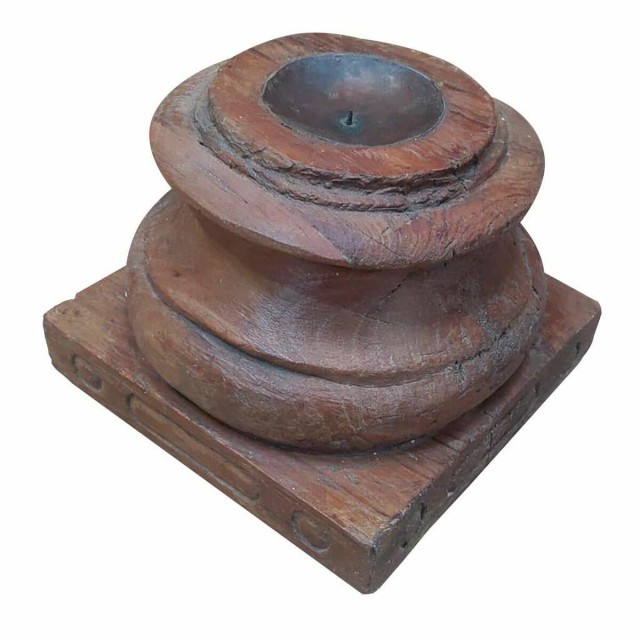 Candlestick Alexandra House Living Brown Recycled Wood 26 x 23 x 26 cm