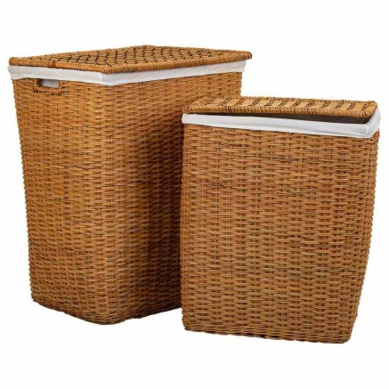 Laundry basket Alexandra House Living Brown Polyester Rattan 33 x 59 x