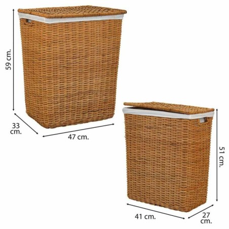 Laundry basket Alexandra House Living Brown Polyester Rattan 33 x 59 x