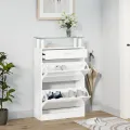 Armoire à chaussure Blanc brillant 63x24x104 cm Bois ingénierie