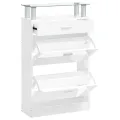 Armoire à chaussure Blanc brillant 63x24x104 cm Bois ingénierie