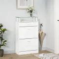 Armoire à chaussure Blanc brillant 63x24x104 cm Bois ingénierie