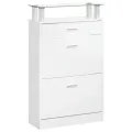 Armoire à chaussure Blanc brillant 63x24x104 cm Bois ingénierie
