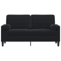 Canapé 2 places avec oreillers décoratifs noir 140 cm velours