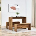 Ensemble table à manger et bancs 3 pcs bois d'ingénierie