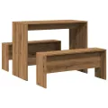Ensemble table à manger et bancs 3 pcs bois d'ingénierie