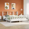 Lit bibliothèque sans matelas blanc 180x200 cm bois pin massif