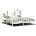Lit bibliothèque sans matelas blanc 180x200 cm bois pin massif