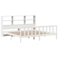 Lit bibliothèque sans matelas blanc 180x200 cm bois pin massif