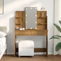 Coiffeuse avec lumières LED chêne artisanal 96x40x142 cm