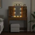 Coiffeuse avec lumières LED chêne artisanal 96x40x142 cm