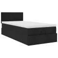 Cadre de lit ottoman avec matelas noir 90x200 cm tissu