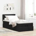Cadre de lit ottoman avec matelas noir 90x200 cm tissu