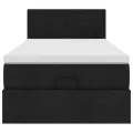 Cadre de lit ottoman avec matelas noir 90x200 cm tissu