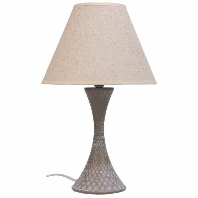 Lampe de bureau Alexandra House Living Blanc Gris Métal Tissu 220-240