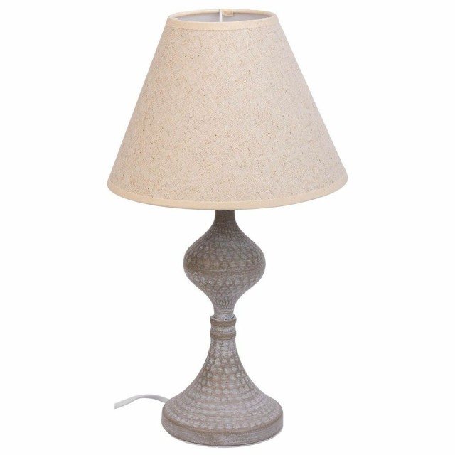 Lampada da tavolo Alexandra House Living Bianco Grigio Metallo Stoffa