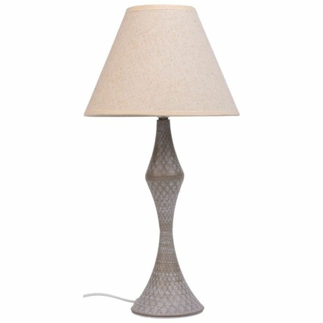 Lampe de bureau Alexandra House Living Blanc Gris Métal Tissu 220-240