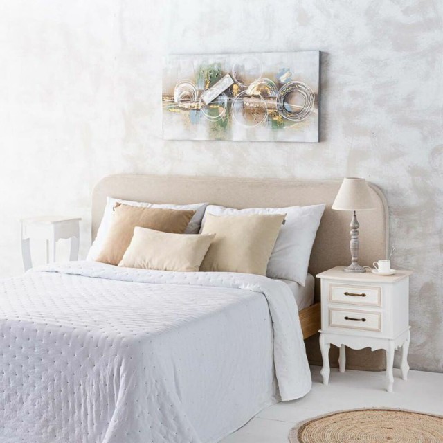 Lampada da tavolo Alexandra House Living Bianco Grigio Metallo Stoffa