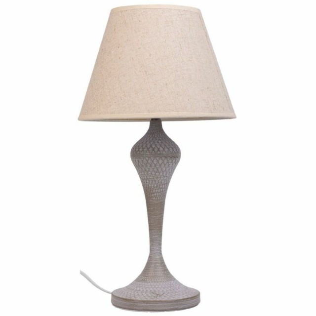 Lampada da tavolo Alexandra House Living Bianco Grigio Metallo Stoffa