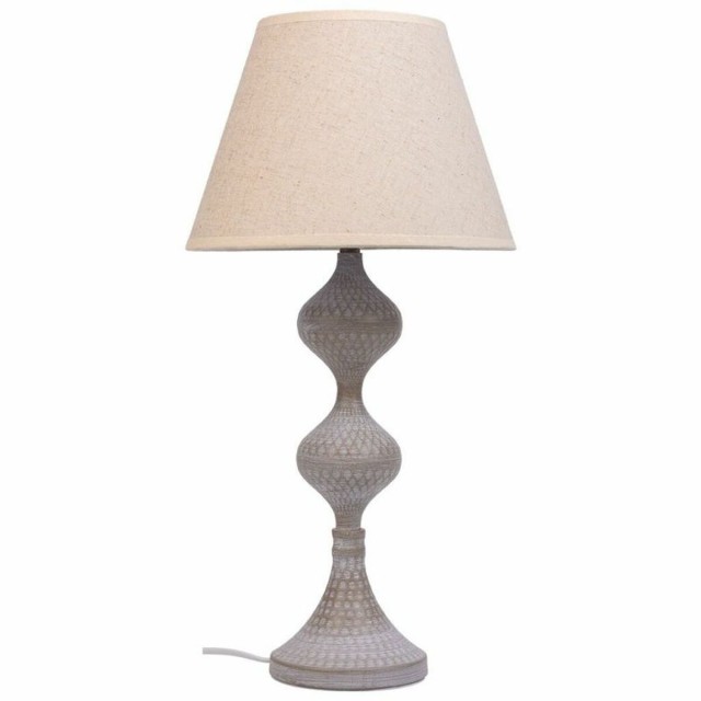 Lampada da tavolo Alexandra House Living Bianco Grigio Metallo Stoffa