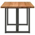 Table à manger marron clair bois de chêne massif rectangulaire