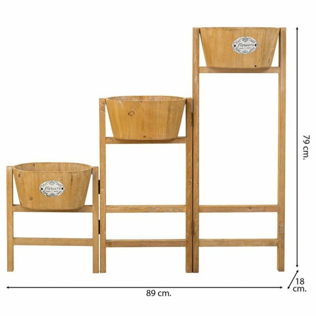 Flower Pot Stand Alexandra House Living Brown Paolownia wood 18 x 79 x