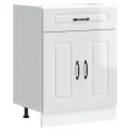 Armoire de cuisine Kalmar blanc brillant bois ingénierie