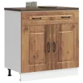 Armoire de cuisine Kalmar vieux bois bois d'ingénierie