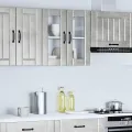 Armoire murale de cuisine avec porte en verre Lucca gris béton