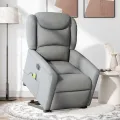 Fauteuil inclinable de massage électrique Gris clair Tissu
