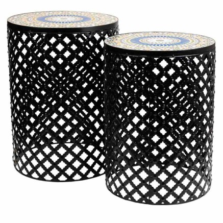 Flower Pot Stand Alexandra House Living Black Iron Tile 38 x 50 x 38 c