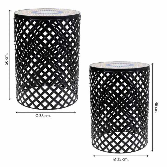 Flower Pot Stand Alexandra House Living Black Iron Tile 38 x 50 x 38 c