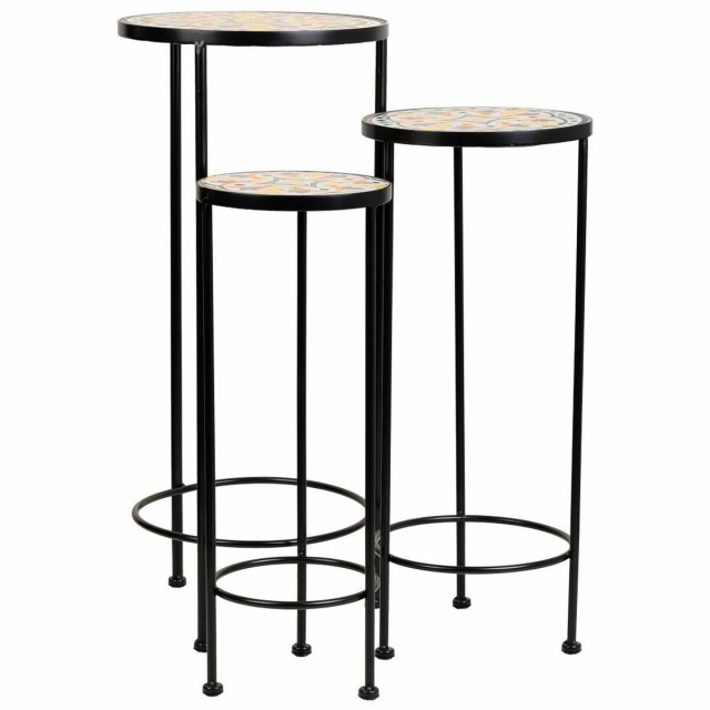 Soporte para Maceta Alexandra House Living Negro Hierro Azulejo 30 x 6