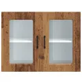 Armoire murale de cuisine avec porte en verre Kalmar vieux bois