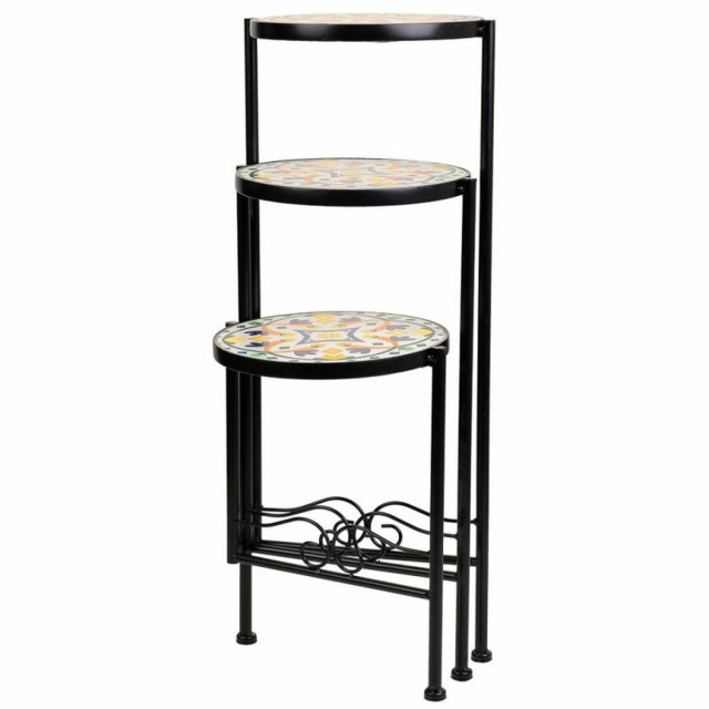 Flower Pot Stand Alexandra House Living Black Iron Tile 30 x 68 x 30 c