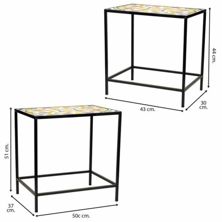 Soporte para Maceta Alexandra House Living Negro Hierro Azulejo 37 x 5