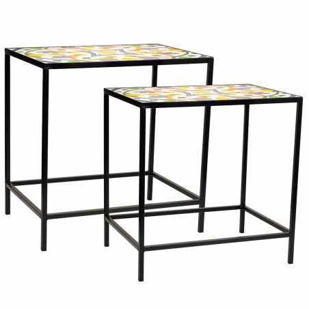 Soporte para Maceta Alexandra House Living Negro Hierro Azulejo 37 x 5