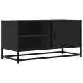 Meuble TV noir 80x34,5x40 cm bois d'ingénierie et métal