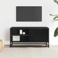 Meuble TV noir 80x34,5x40 cm bois d'ingénierie et métal