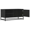 Meuble TV noir 80x34,5x40 cm bois d'ingénierie et métal