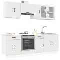 Ensemble d'armoires cuisine 8pcs Kalmar blanc bois d'ingénierie