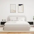 Tables de chevet murales avec lumières LED 2 pcs chêne noir