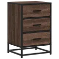 Table de chevet chêne marron 40x34,5x60cm bois ingénierie métal