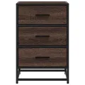 Table de chevet chêne marron 40x34,5x60cm bois ingénierie métal