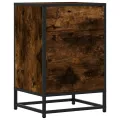 Table de chevet chêne fumé 40x34,5x60cm bois d'ingénierie métal