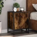 Tables de chevet 2 pcs chêne fumé bois d'ingénierie et métal