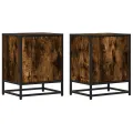 Tables de chevet 2 pcs chêne fumé bois d'ingénierie et métal