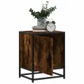 Tables de chevet 2 pcs chêne fumé bois d'ingénierie et métal