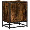 Tables de chevet 2 pcs chêne fumé bois d'ingénierie et métal